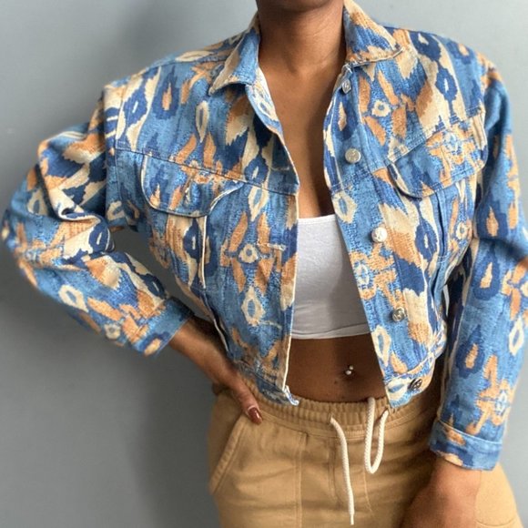 Abstract Patten Jean Jacket - Picture 1 of 6